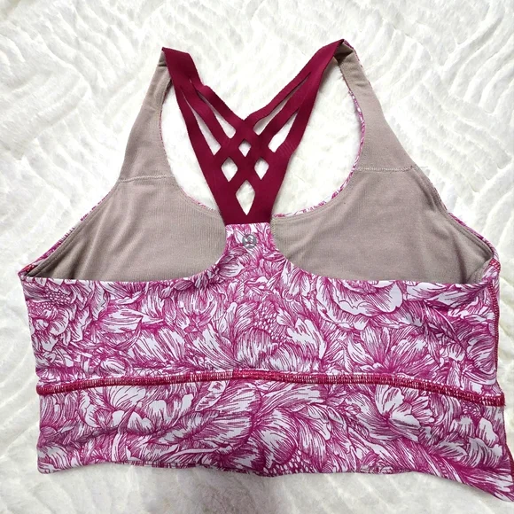 LULULEMON Mind Over Miles Bra Floral Bloom Star Ruby Size 8 - Picture 3 of 7